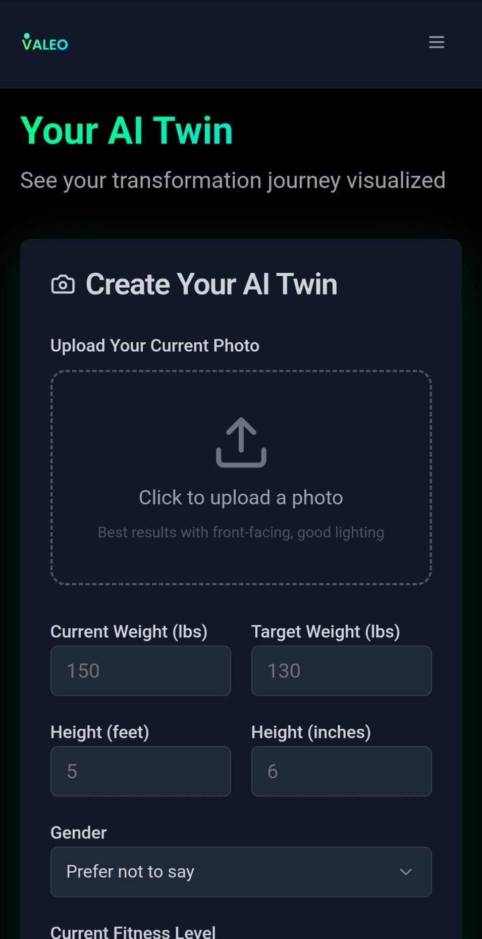 Valeo app Future Twin preview on mobile
